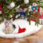 AerWo Christmas Tree 60 inches White Plush Skirt Decoration for Merry Christmas Party, High-End Soft Classic Fluffy Faux Fur Christmas Tree Skirt Decorations for Xmas Tree Decorations and Ornaments - Image 6