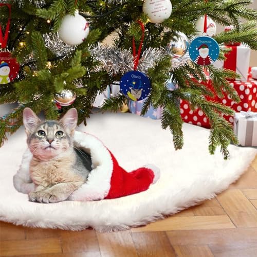 AerWo Christmas Tree 60 inches White Plush Skirt Decoration for Merry Christmas Party, High-End Soft Classic Fluffy Faux Fur Christmas Tree Skirt Decorations for Xmas Tree Decorations and Ornaments - Image 6