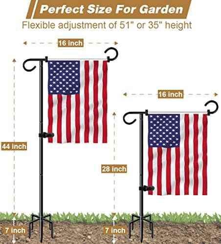 51 Inch Tall Garden Flag Stand Holder with 5 Prong base, Yard Flag Pole Holder for 12x18 Outdoor Small Flag Decor with Two Spring Stoppers and a Tiger clip, 2 Pack - Image 3
