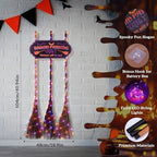 Halloween Broom Parking Sign with 3 Brooms, Orange Purple Lights - Image 2