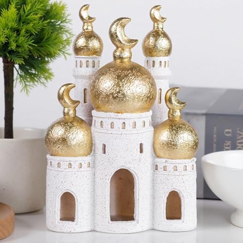 Mubarak Mosque Castle Sculpture, White and Gold, 10.24x7.09x3.54 - Image 6