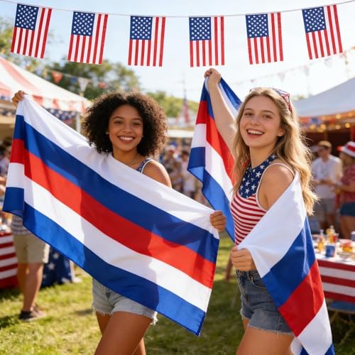 2 Pack Patriotic Bunting Banner, 4th of July Outdoor Porch Decorations 2.5 x 20 ft Red White and Blue American Flag for Memorial Day, Veterans Day, Home Yard (Independence Day-3) - Image 7