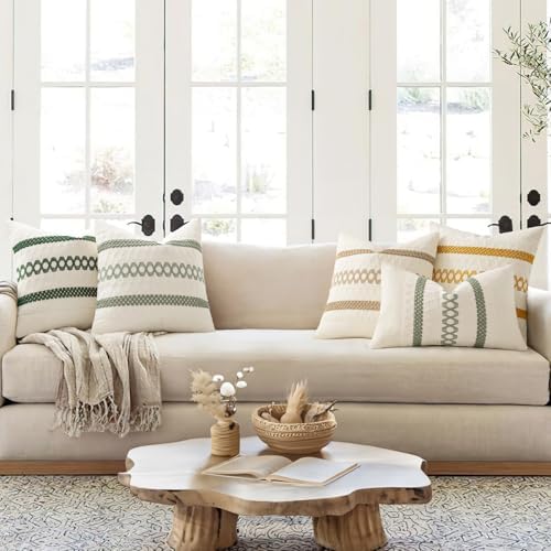MIULEE Set of 2 Sage Green Boho Decorative Pillow Covers 26x26 Inch - Image 6