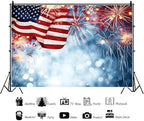 Laeacco 20x10ft Independence Day Backdrop Glitter Bokeh Fireworks American Flag 4th of July Photography Background for Patriotic Memorial National Day Decoration Party Banner Photo Booth Props - Image 2