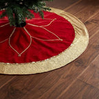 Valery Madelyn 60 Inch Red Gold Christmas Tree Skirt for Tree Decorations - Image 2