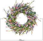 24 Inch Spring and Summer Purple Flowers Wreath for Front Door - Image 7