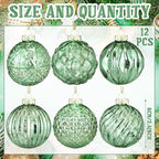 Jenaai 12 Pcs Christmas Mint Green Glass Ball Ornaments, Tree Decoration - Image 2