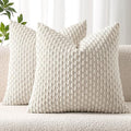 MIULEE Decorative Throw Pillow Covers 26x26 Cream White Textured Corduroy by MIULEE