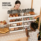 HOTCAN Wooden Cookie Display Stand with Chalkboard Sign for Bakers, Vendors, Craft Fairs | Pastry Display for Market Booths & Events | 4 Tiered Cookie Display for Muffins, Cakes, and Pastries (White) - Image 3