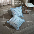 CPC Block Print Ruffle Throw Pillow Cover Apatite Blue 24"x24", Pack of 2 - Image 3