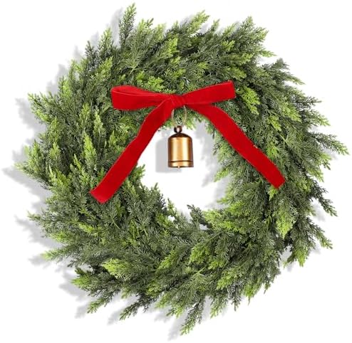 20 Inch Artificial Cedar Wreath Christmas Wreath for Front Door by Dingion