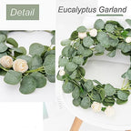 6Pack Artificial Eucalyptus Garland, 6 ft Faux Silk Eucalyptus Leaves Vines Handmade Garland Greenery Wedding Backdrop Arch Wall Decor - Image 2