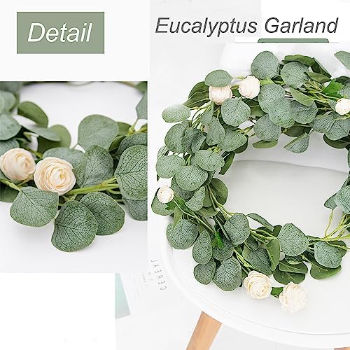6Pack Artificial Eucalyptus Garland, 6 ft Faux Silk Eucalyptus Leaves Vines Handmade Garland Greenery Wedding Backdrop Arch Wall Decor - Image 2