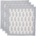 Floral Cloth Napkins Set of 12, Block Print Inspired 100% Cotton Dinner Napkins for Thanksgiving, Christmas & Fall, Reusable Wedding Linens, 18 x 18 Inch, Blue and White Botanical by IVYHERITAGE