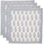 Floral Cloth Napkins Set of 12, Block Print Inspired 100% Cotton Dinner Napkins for Thanksgiving, Christmas & Fall, Reusable Wedding Linens, 18 x 18 Inch, Blue and White Botanical by IVYHERITAGE