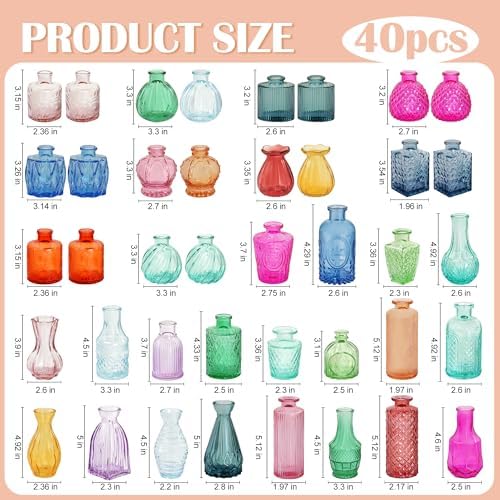 Glass Bud Vases in Bulk Small Mini Colorful Vase for Flowers 17pc - Image 6