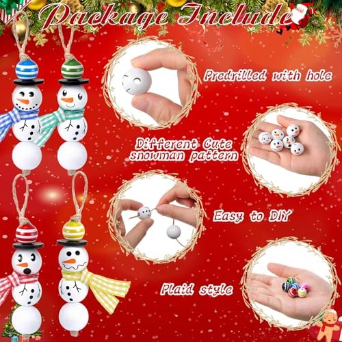 Vicenpal 450 Pcs Christmas Wooden Beads, Striped, Vibrant Color - Image 4