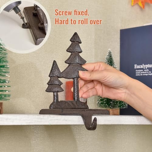 Sungmor Cast Iron Christmas Stocking Holders, 2 Pack Tree & Reindeer Design - Image 4