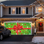Garage Door Christmas Cover 7x16FT: Garage Bow Gif Box Christmas Decorations with Bar Magnets & Ropes, Holiday Garage Door Banner Decorative Xmas for Indoor Outdoor [Include Installation Instructions] - Image 2