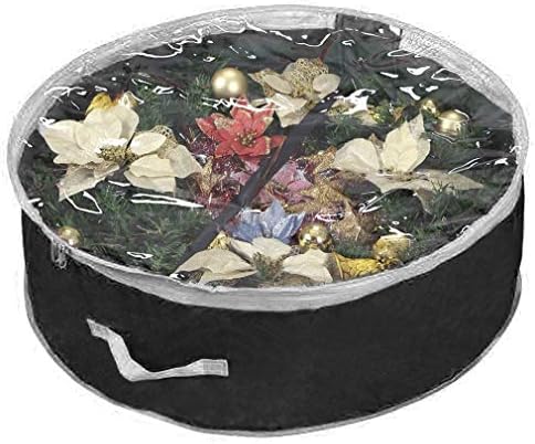 Christmas Wreath Storage Bag 48" with Clear Window | Extra Large Garland Xmas Wreath Container | Durable 600D Oxford Material | XL Huge 48” Holiday Wreath Bags Box (Black) by Primode