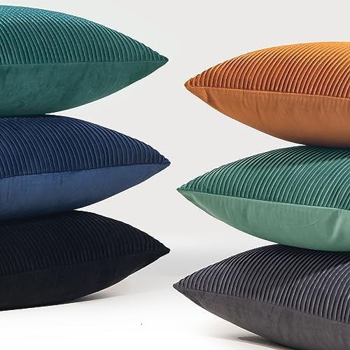 YCOLL Burnt Orange Pillow Covers 26x26 Set of 2 Velvet Striped Pattern - Soft Throw Pillows for Home Decor, Luxury Decorative Pillow Covers for Couch, Bed,Living Room - Image 6