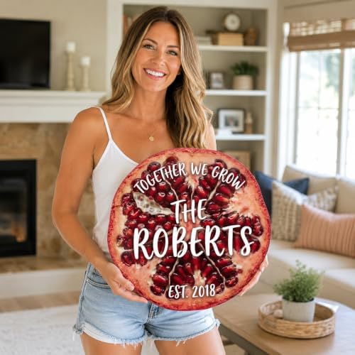 Personalized Family Name Sign, Custom Faux Pomegranate Slice Wall Decor, "Abundance & Joy" Kitchen Plaque, Flat MDF Board with Realistic 3D Fruit Print (Not Real Texture), Vibrant Housewarming Gift - Image 2