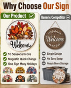 16Pc Interchangeable Welcome Sign for Front Door Seasonal Welcome Door Sign - Image 3