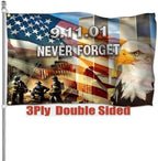 911 Never Forget Flag 3x5 Ft Outdoor Double Sided 9/11 25th Anniversary American Remember Flags Heavy Duty 3 Ply Polyester with 2 Brass Grommets for Outside House Yard Signs Patriotic Memorial Banner Decor by KNAPAL