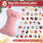 Personalized Dog Christmas Stockings,Custom Embroidered Pet Name & Bone Shape Stocking for Pet,Pink Blue Cable Knit 15.7” Large Dog Stocking for Fireplace Holiday Decor Gifts(3 Pack) - Image 4