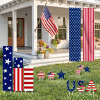 Wenqik 15 Pcs 4th of July Patriotic Yard Decor USA Flag Sign Door Banners - Image 2