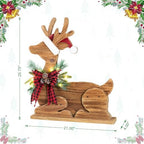 Glitzhome 25.75"H Lighted Christmas Reindeer Porch Sign,Chunky Wood Reindeer Porch Decor with Timer,Merry Christmas Welcome Sign for Holiday Party Indoor Outdoor Xmas Decorations - Image 2