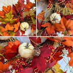 Jobflower 24 inch Fall Wreaths for Front Door with Pumbkin and Maple - Image 4