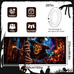 Gothic Halloween Garage Door Banner 7x16ft, Spooky Skeleton Wizard Opening Door Outdoor Decoration, Witch Hat Demon Claws Double Garage Door Cover Tapestry Mural for House Front Holiday Decor - Image 2