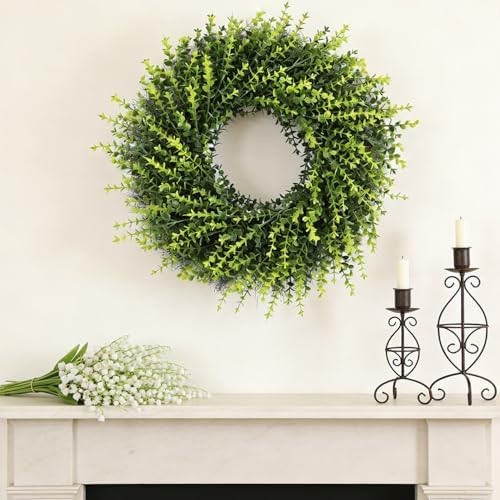 28 Inch Boxwoods Door Wreaths for Front Door, Large Artificial Spring Summer Greenery Wreaths for Porch Wall Window Rustic Farmhouse Wedding Home Outdoor Indoor Decorations - Image 4