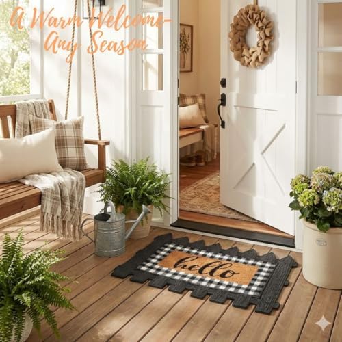 Autumn Alley Interchangeable Welcome Mat Set – Farmhouse Door Mat with Rubber Base & 4 Seasonal Coir Inserts – Swap Designs for Every Season – 18x30 Outdoor Front Porch Mat - Image 2