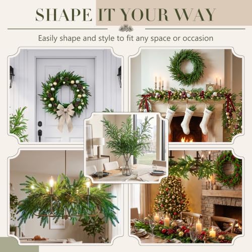 Suncalla 4 Pcs48” Christmas Norfolk Pine Branches, Lifelike Touch Pine Stem - Image 4