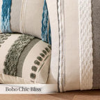 ANRODUO Boho Decorative Throw Pillow Covers White Stripe 18x18 Pack of 2 - Image 5