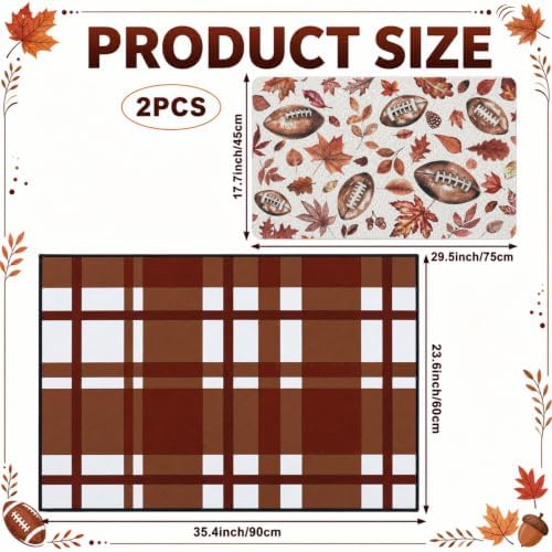 Dunzy 2 Pcs Fall Football Layered Door Mat, Football Home Decor - Image 3