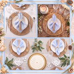 Fanfanwin Set of 6 Boho Woven Placemats with Light Blue Napkins, 13 in - Image 5