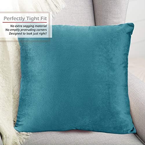 Nestl Throw Euro Pillow Covers, Cozy Velvet Decorative Pillow Covers 26 x 26 Inches, Soft Solid Couch Pillow Case for Sofa, Bed and Car, Set of 2 - Beach Blue - Image 4