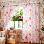 youleyar Valentine's Day Curtains for Living Room, 72 Inch Length Red Heart Rose Printed Pattern Curtain, Rod Pocket Window Drapes Decorations for Bedroom Dining Room Drapes, 52W x 72L - Image 4