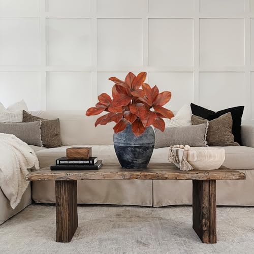 Briful Artificial Magnolia Leaves Stems 3 Pack 22in Orange Fake Magnolia Branches for Vase Fall Leaves Stems for Home Room Arrangements Centerpieces Thanksgiving Décor (Vase Not Included) - Image 6