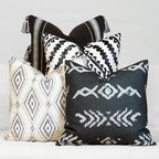 Black & White Decorative Throw Pillow Covers, Set of 4, 18x18 Inch Geometric Ikat Textured Accent Pillow Cover 4 Pack by Unknown