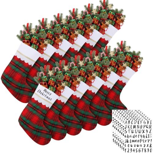 Tatuo 12 Pack Christmas Burlap Stockings Hanging,Red Green by Tatuo