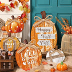 GlikCeil 5 Pcs Fall Pumpkin Signs Happy Fall Outdoor Thanksgiving Decor - Image 6