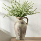 PORCER 9.3 Inch Antique Ceramic Vase, Terracotta Vase with Handle, Tuscan Decor Farmhouse Decorative Vase, Rustic Vase for Home Decor, Living Room, Entryway, Wedding - Distressed Design, Gray by PORCER