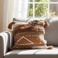Handwoven Boho Throw Pillow Cover 18x18 Pillows for Sofa, Bed and Couch Decorative Knitted Pillow with Tassels Tufted Accents Cotton/Wool Home Decor, Limited Edition by CocoMarketplace