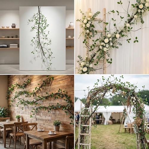 1 Piece Bendable customshapes Artificial Plant Trunks Branches 70-inch ficus Leaf Vines Evergreen Hanging Garlands for Home Wedding Garden Balcony Railing Outdoor Tent Decor - Image 4