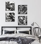DJSYLIFE Black and White Vintage Motorcycle Wall Art 12" x 12" - Image 6