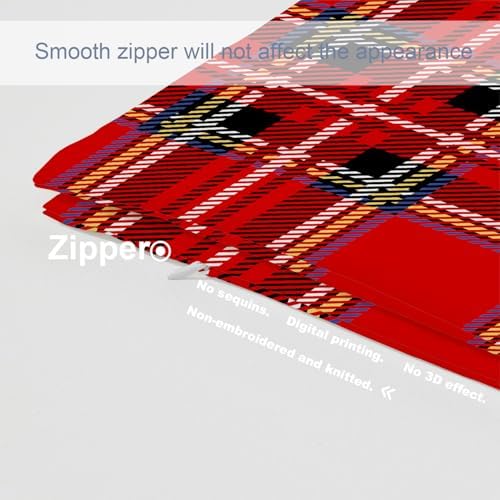 Batmerry Red Colorful Abstract Plaid Pillowcases, Royal Stewart Tartan Classic Red Scottish Plaid Decorative Bed Pillow Cover with Hidden Zipper Soft Blended for Hair and Skin 20X26 in - Image 3